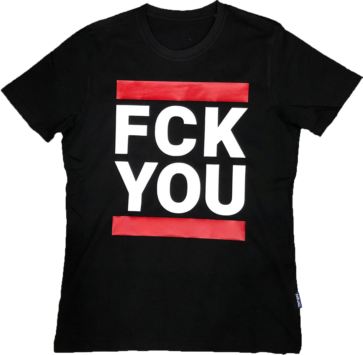 T-shirt noir « fuck you fck you » de sk8erboy avec grand motif imprimé sur le devant