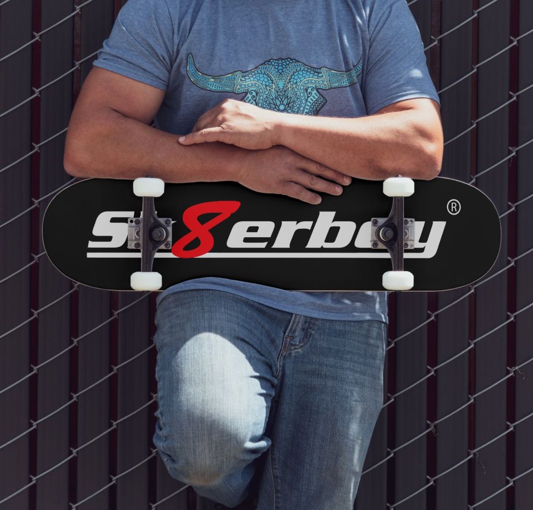Limited Sk8erboy skateboard from the USA, made of maple wood and professionally crafted. Available exclusively at Sk8erboy for wall decoration or use with mounted wheels, grip tape and trucks in the halfpipe. Sk8erboy logo on underside.