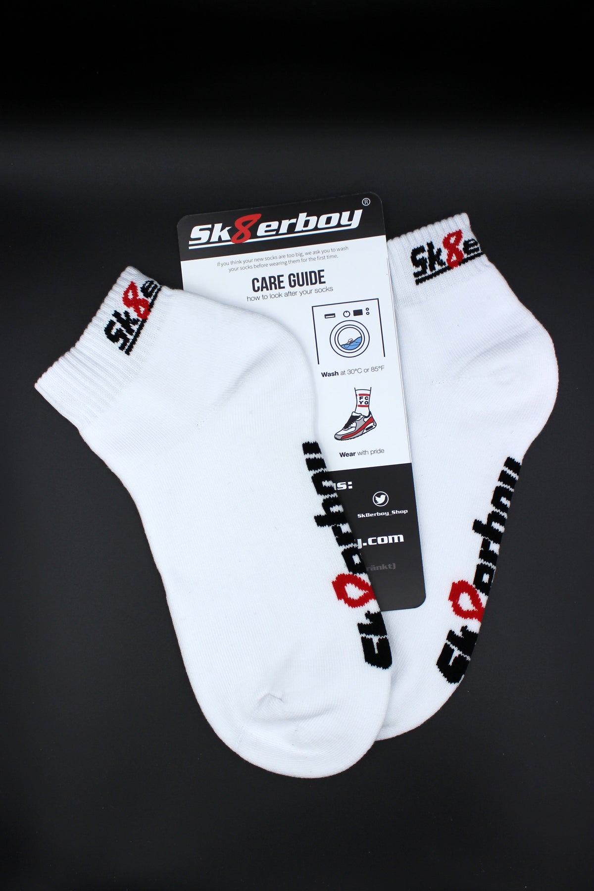 chaussettes sk8erboy blanches, quarter socks, vue détaillée